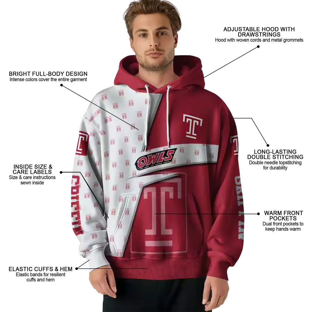 custom temple owls abstract shape red hoodie latest model custom temple owls abstract shape red hoodie latest model