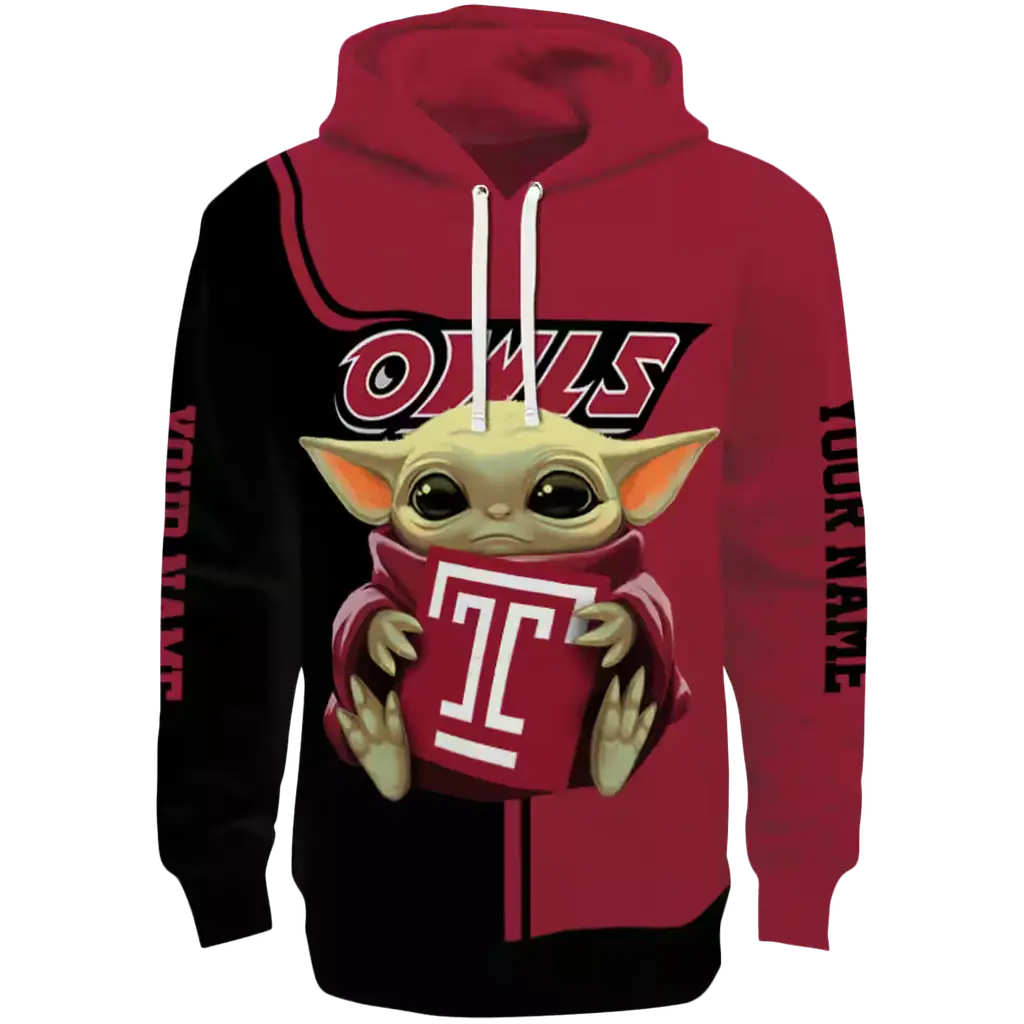 custom temple owls baby yoda red black hoodie best selling custom temple owls baby yoda red black hoodie best selling