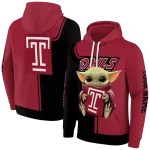 custom temple owls baby yoda red black hoodie best selling