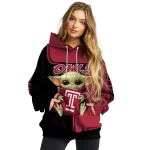 custom temple owls baby yoda red black hoodie best selling