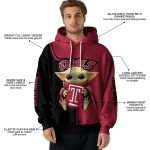 custom temple owls baby yoda red black hoodie best selling
