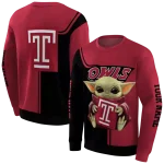 custom temple owls baby yoda red black hoodie best selling