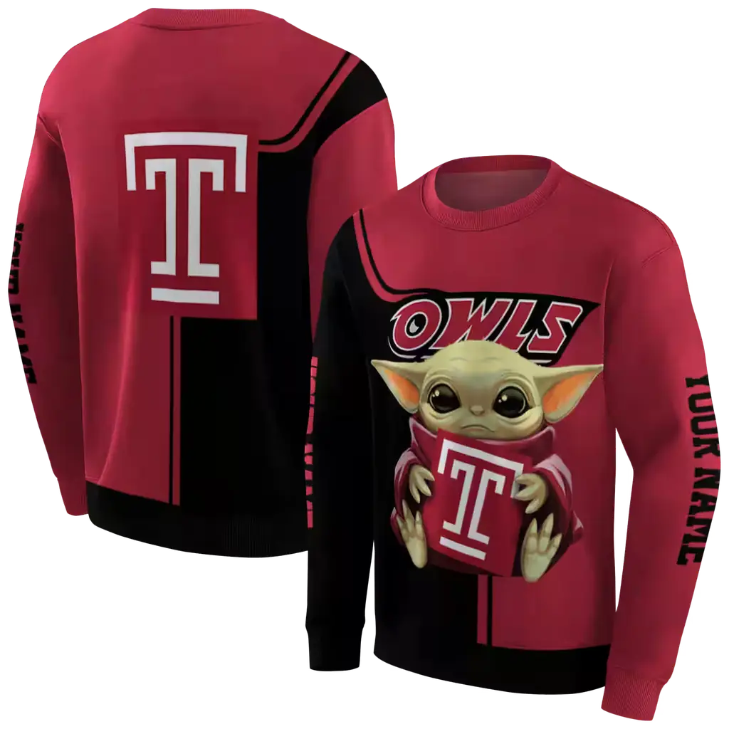 custom temple owls baby yoda red black hoodie premium grade custom temple owls baby yoda red black hoodie premium grade