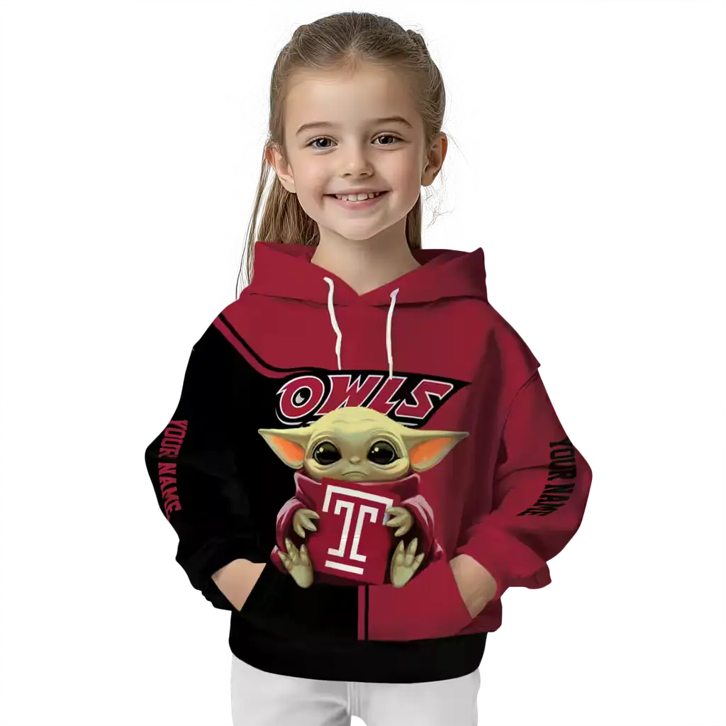 custom temple owls baby yoda red black hoodie top rated custom temple owls baby yoda red black hoodie top rated