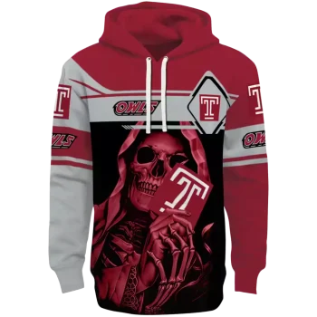 custom temple owls grim reaper red black hoodie best selling