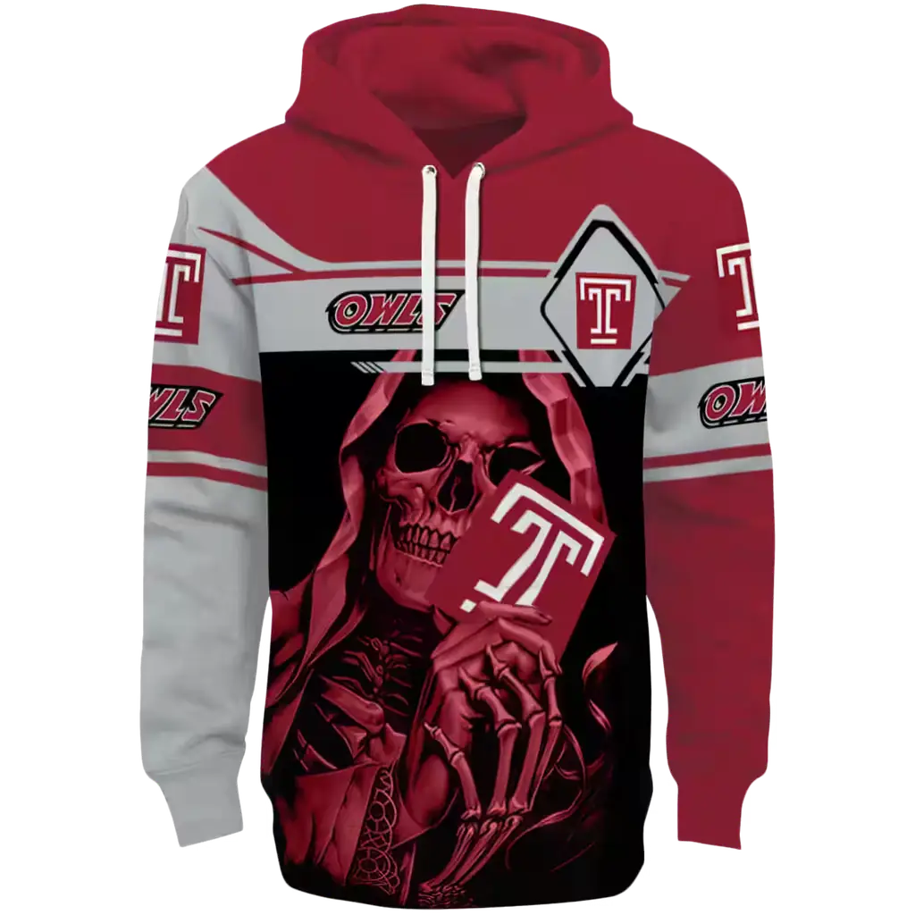 custom temple owls grim reaper red black hoodie best selling custom temple owls grim reaper red black hoodie best selling