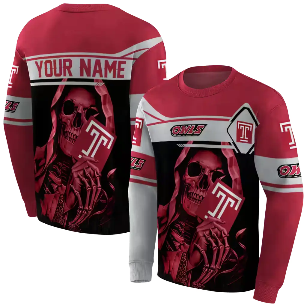 custom temple owls grim reaper red black hoodie premium grade custom temple owls grim reaper red black hoodie premium grade