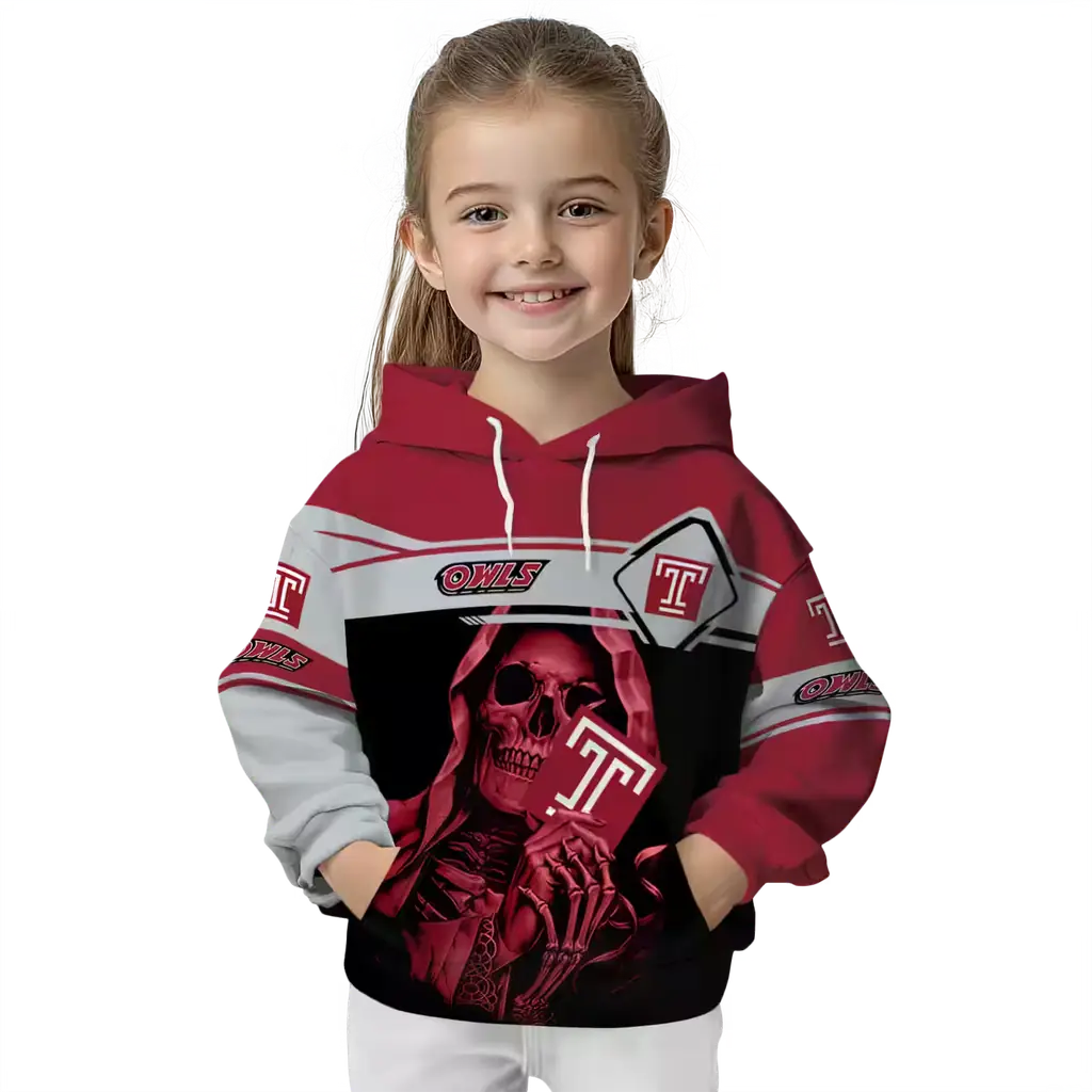 custom temple owls grim reaper red black hoodie top rated custom temple owls grim reaper red black hoodie top rated