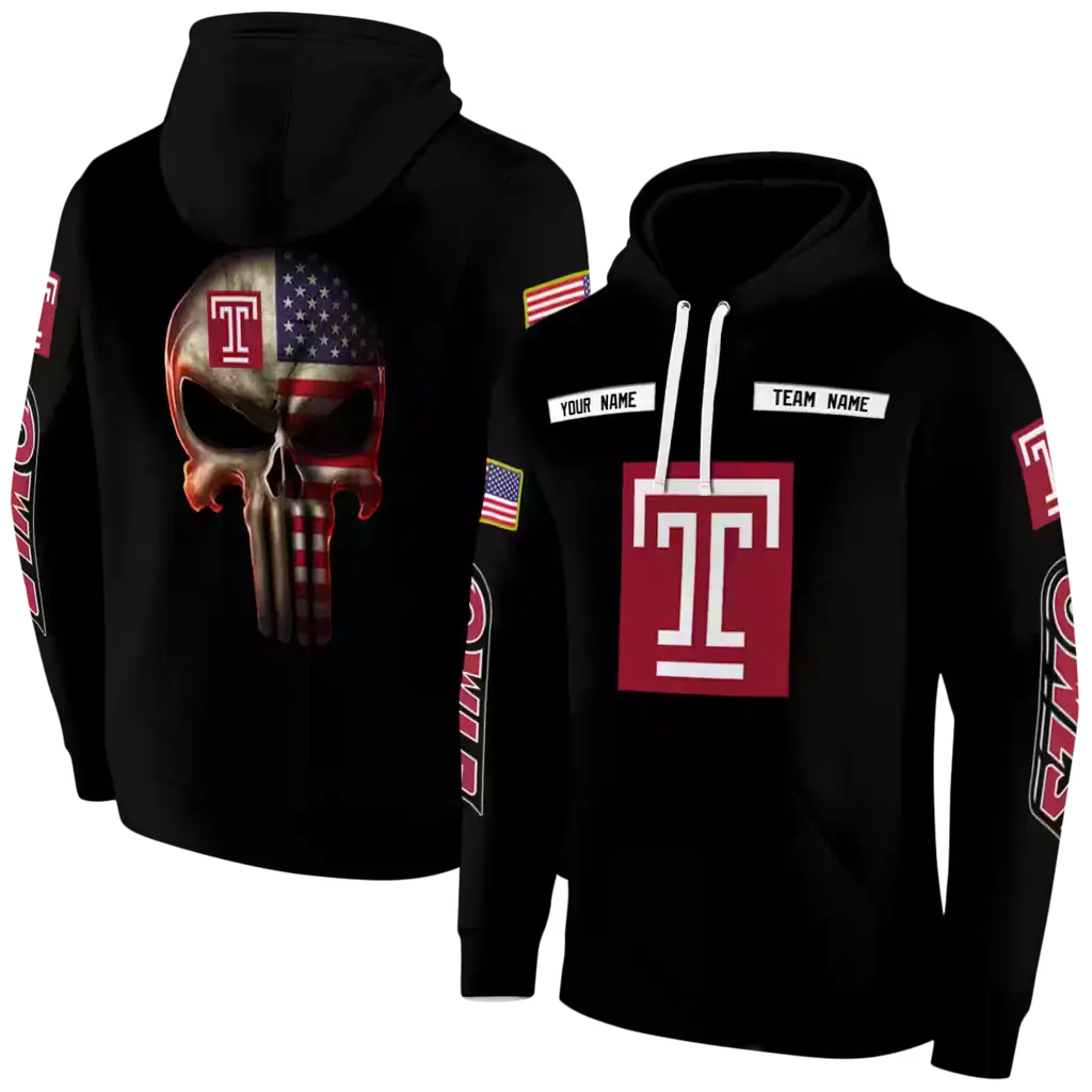 custom temple owls punisher skull black hoodie fashion forward custom temple owls punisher skull black hoodie fashion forward