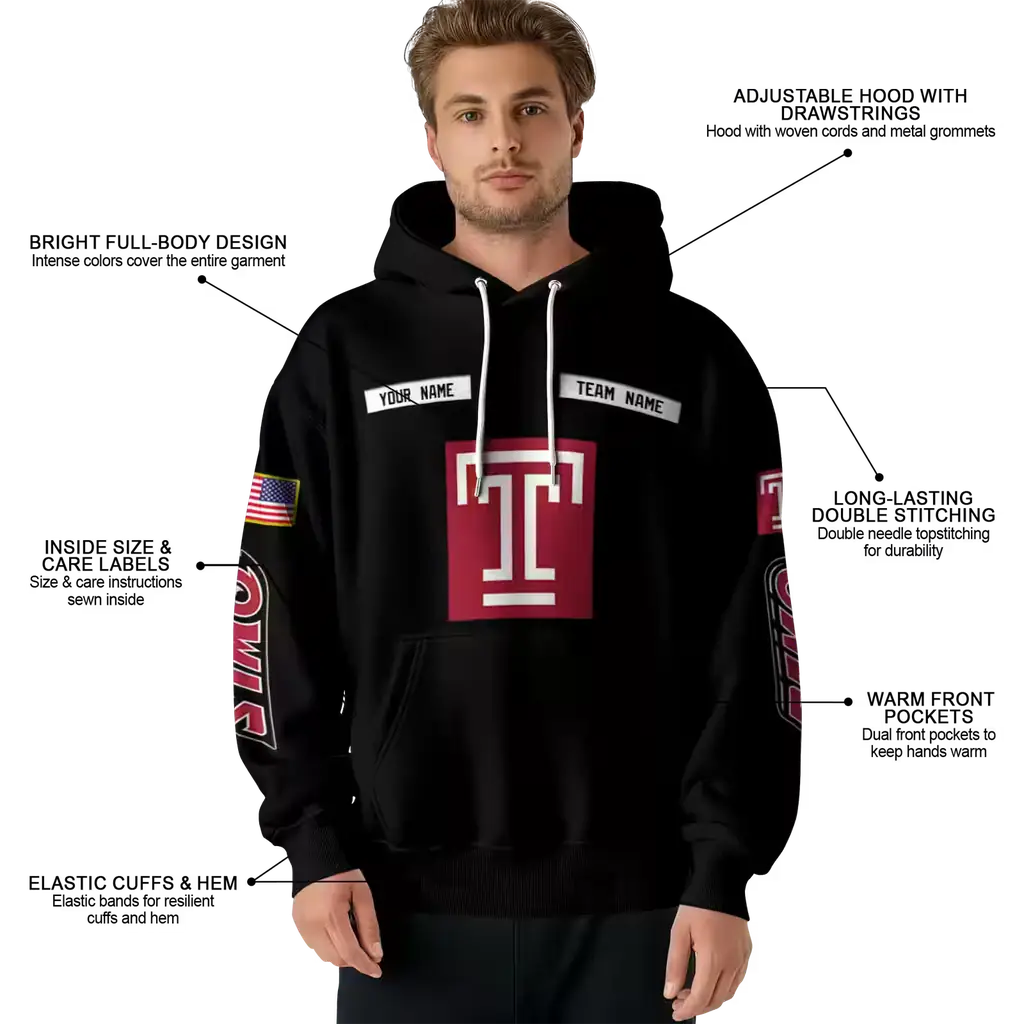 custom temple owls punisher skull black hoodie latest model custom temple owls punisher skull black hoodie latest model