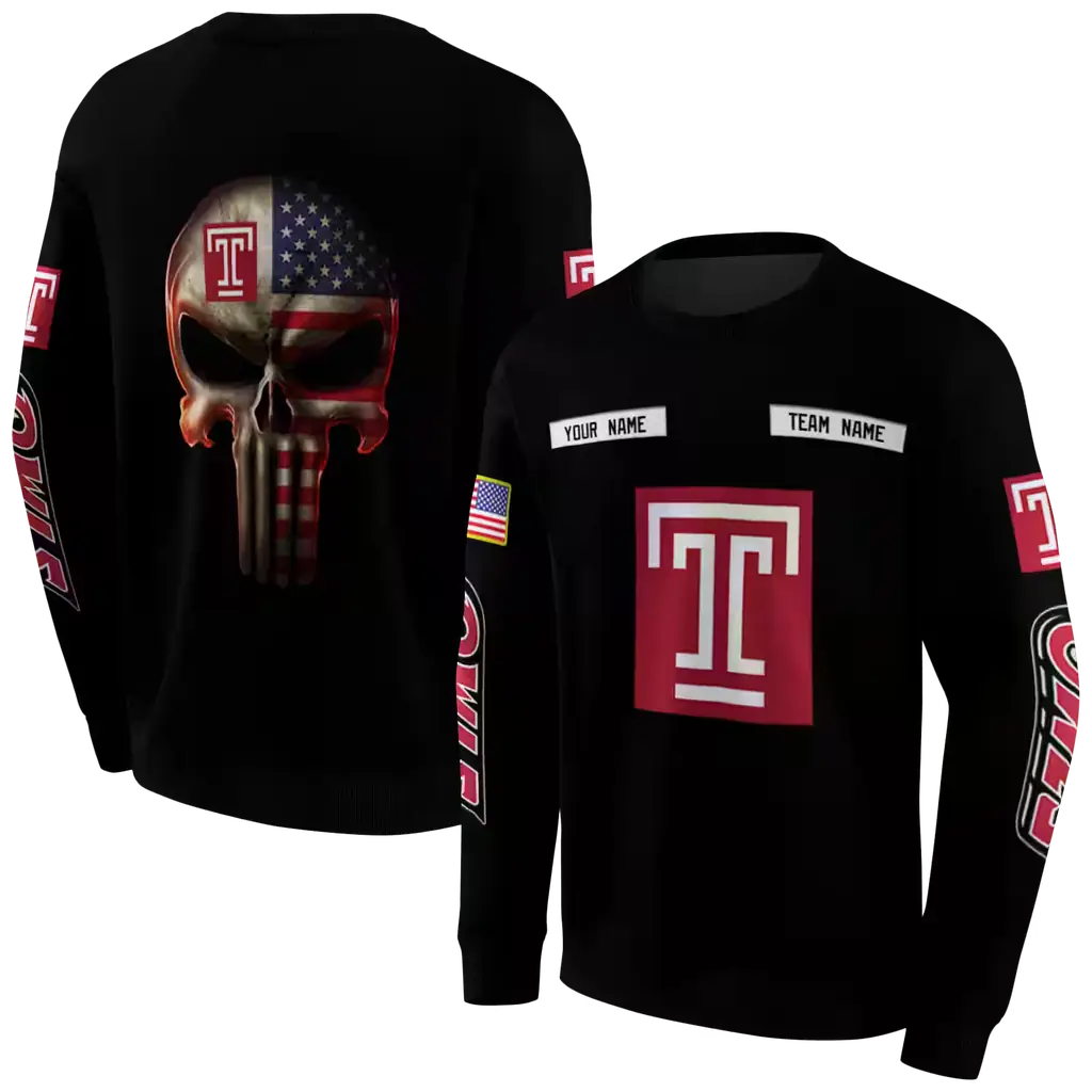 custom temple owls punisher skull black hoodie premium grade custom temple owls punisher skull black hoodie premium grade