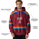 custom temple owls rainbow stripes red hoodie best selling