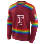 custom temple owls rainbow stripes red hoodie best selling
