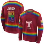 custom temple owls rainbow stripes red hoodie best selling
