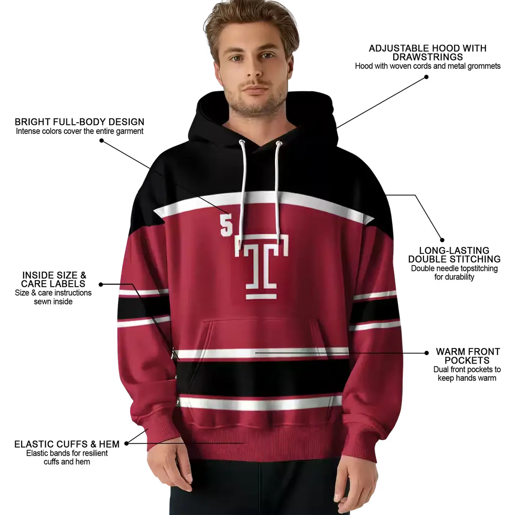 custom temple owls striped pattern red hoodie latest model custom temple owls striped pattern red hoodie latest model