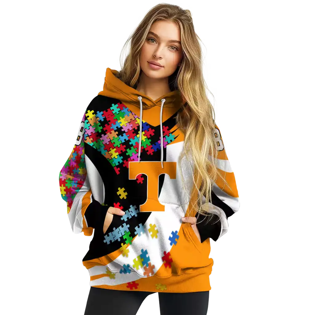 custom tennessee volunteers puzzle pieces orange hoodie high quality custom tennessee volunteers puzzle pieces orange hoodie high quality