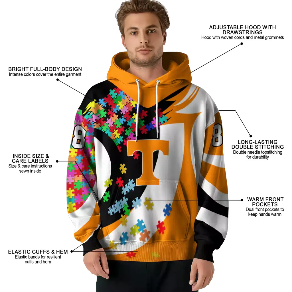 custom tennessee volunteers puzzle pieces orange hoodie latest model custom tennessee volunteers puzzle pieces orange hoodie latest model