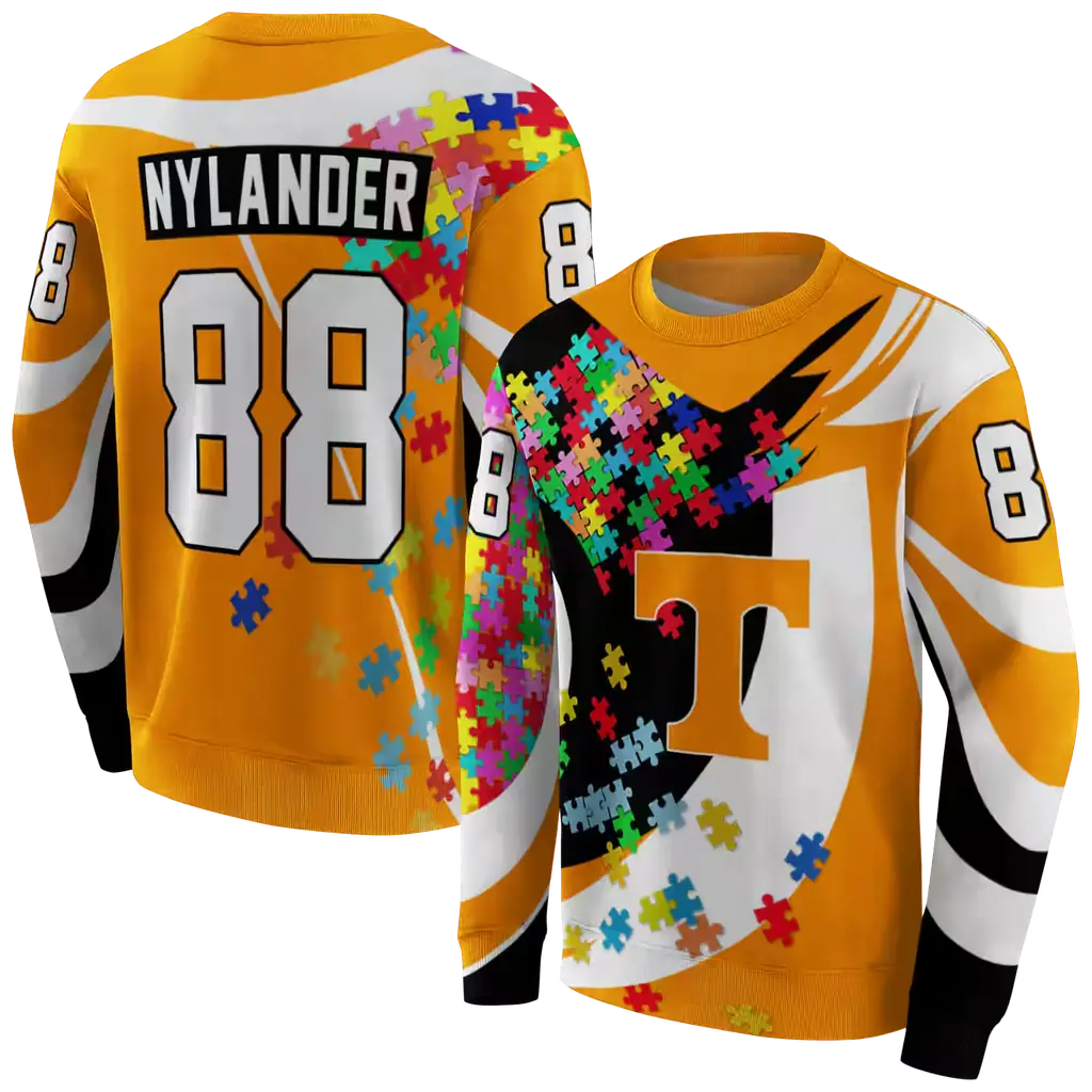 custom tennessee volunteers puzzle pieces orange hoodie premium grade custom tennessee volunteers puzzle pieces orange hoodie premium grade