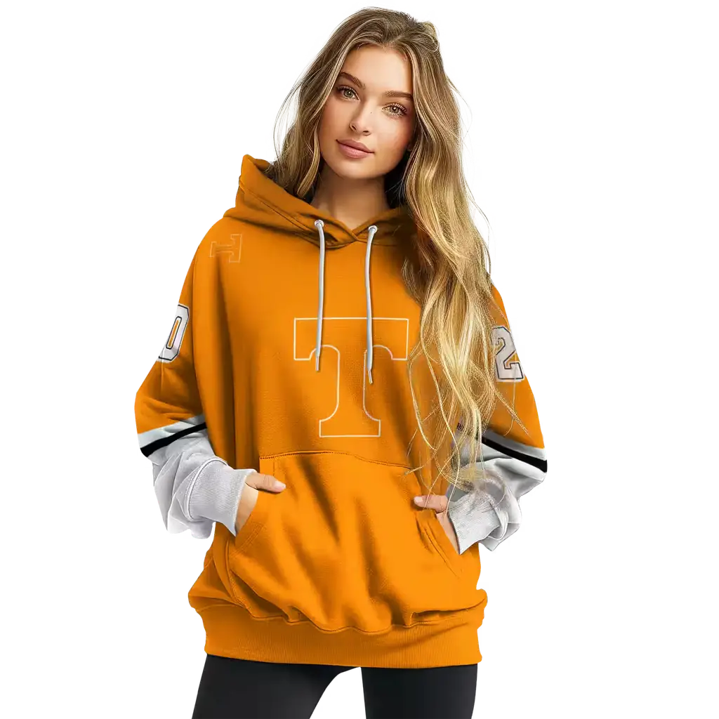 custom tennessee volunteers striped sleeves orange hoodie high quality custom tennessee volunteers striped sleeves orange hoodie high quality