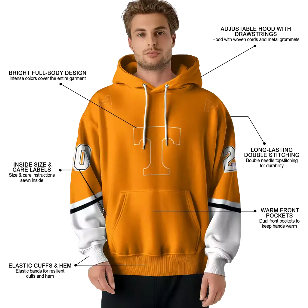 custom tennessee volunteers striped sleeves orange hoodie latest model custom tennessee volunteers striped sleeves orange hoodie latest model