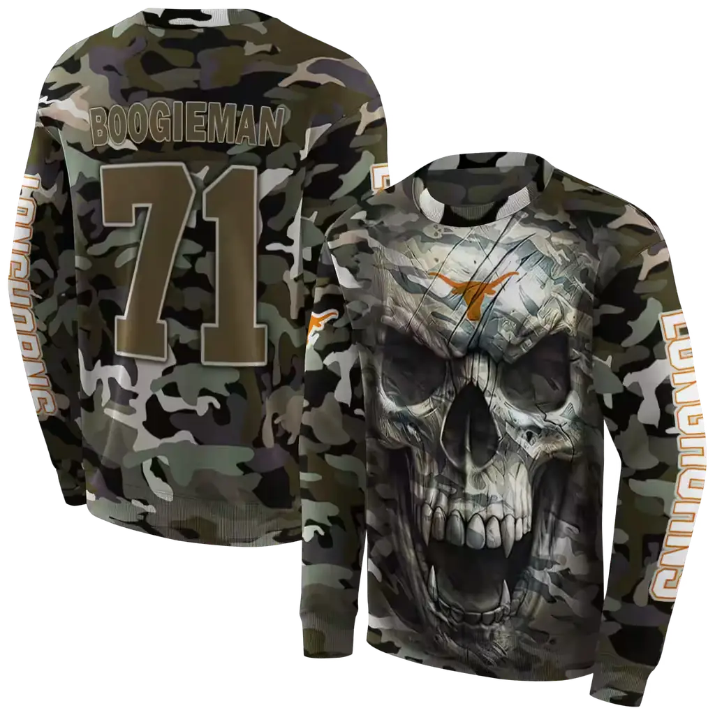 custom texas longhorns camo skull hoodie premium grade custom texas longhorns camo skull hoodie premium grade