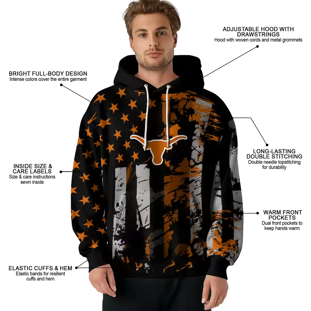 custom texas longhorns distressed flag orange black hoodie latest model custom texas longhorns distressed flag orange black hoodie latest model