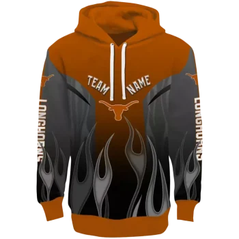 custom texas longhorns flame design orange hoodie best selling