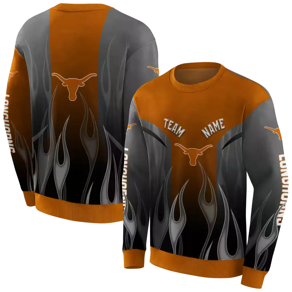 custom texas longhorns flame design orange hoodie premium grade custom texas longhorns flame design orange hoodie premium grade