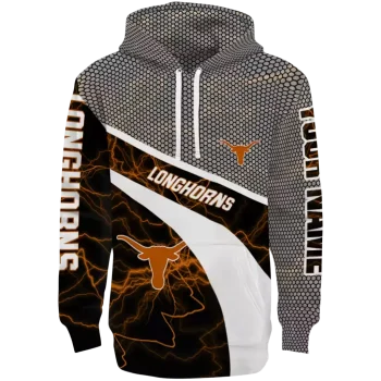 custom texas longhorns hexagonal mesh orange black gray hoodie best selling