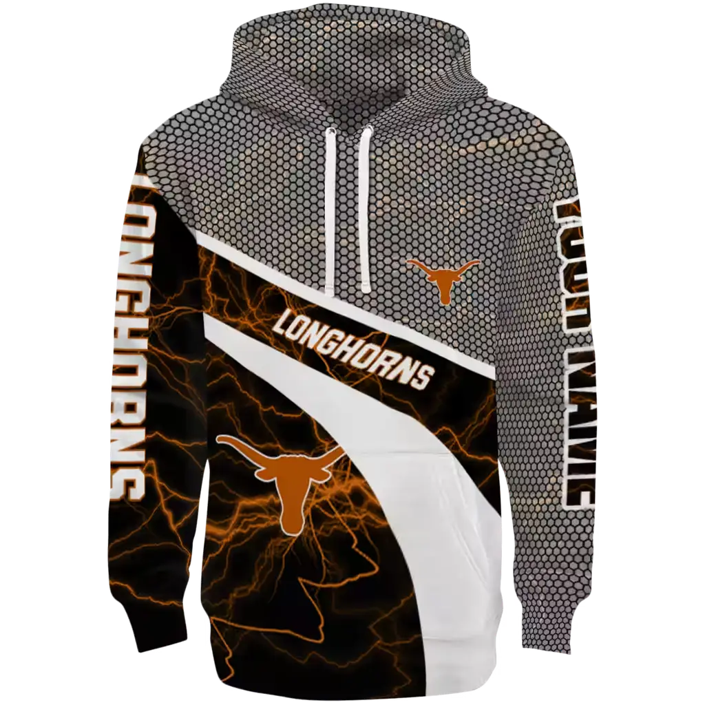 custom texas longhorns hexagonal mesh orange black gray hoodie best selling custom texas longhorns hexagonal mesh orange black gray hoodie best selling