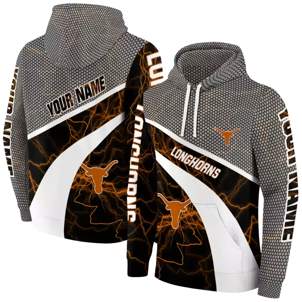 custom texas longhorns hexagonal mesh orange black gray hoodie fashion forward custom texas longhorns hexagonal mesh orange black gray hoodie fashion forward