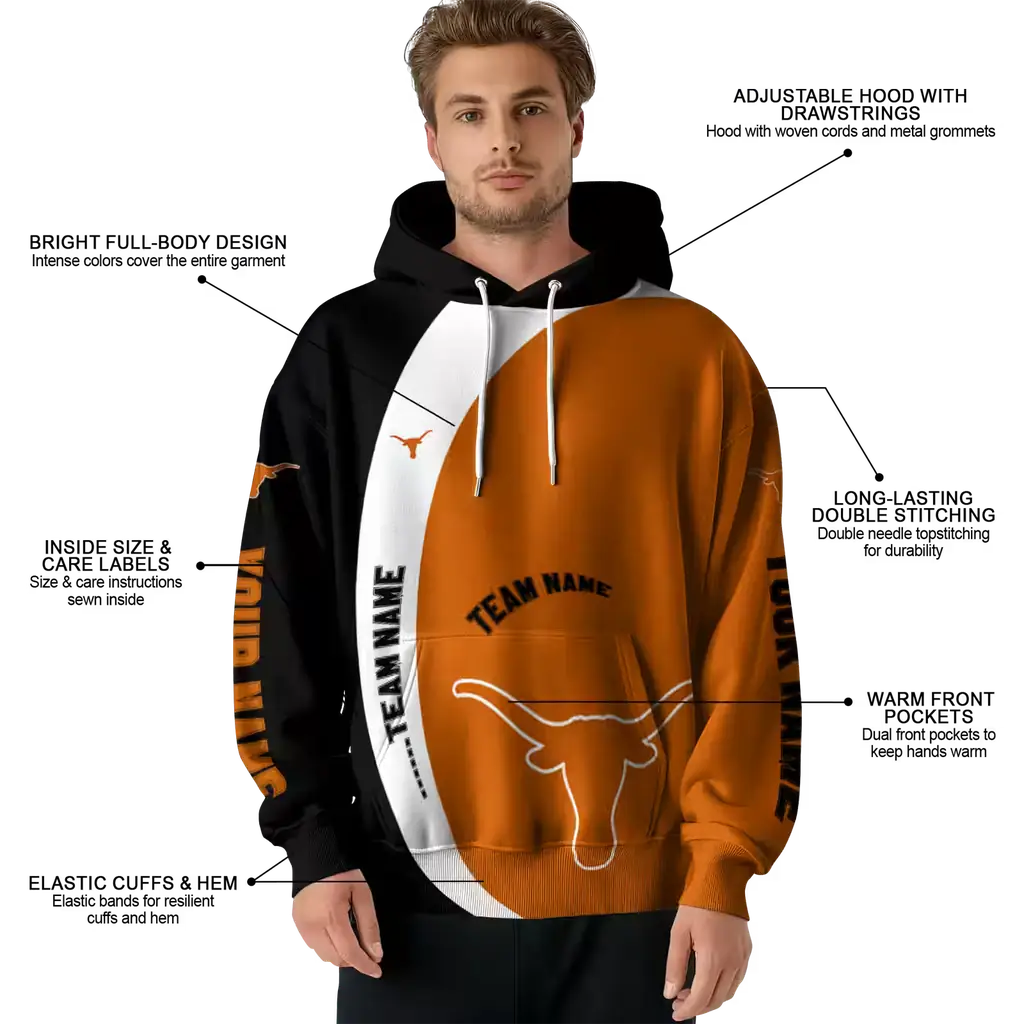 custom texas longhorns minimalist design orange black hoodie latest model custom texas longhorns minimalist design orange black hoodie latest model