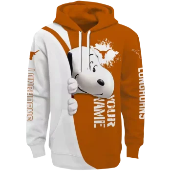 custom texas longhorns peeking snoopy orange hoodie best selling
