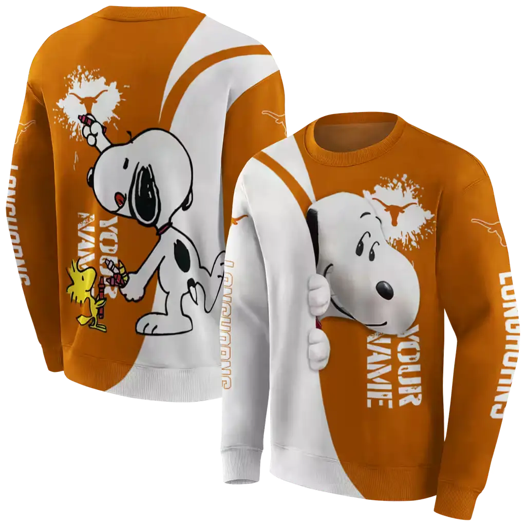 custom texas longhorns peeking snoopy orange hoodie premium grade custom texas longhorns peeking snoopy orange hoodie premium grade
