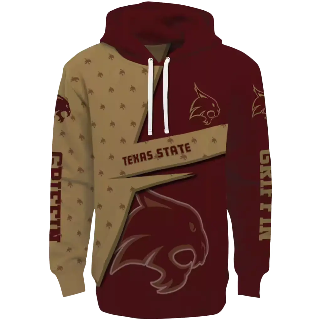 custom texas state bobcats abstract shape maroon hoodie best selling custom texas state bobcats abstract shape maroon hoodie best selling