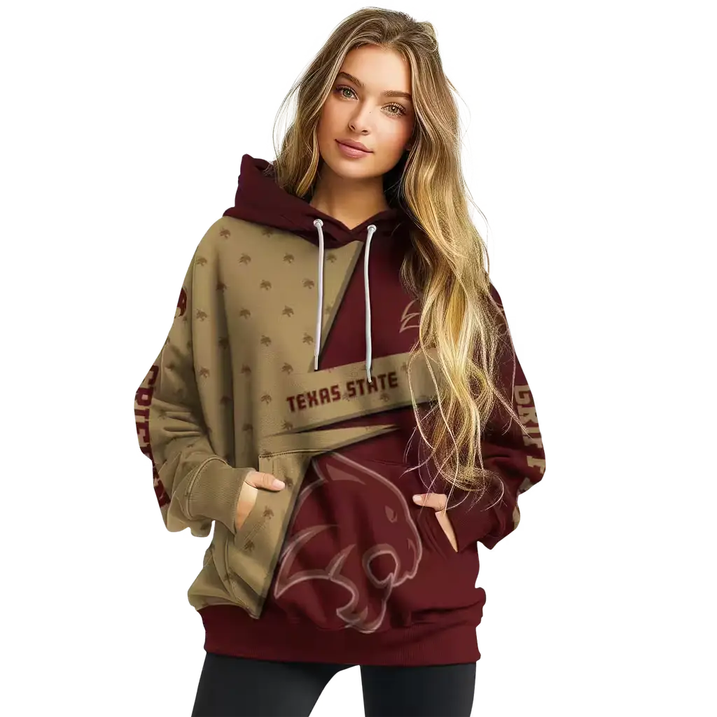 custom texas state bobcats abstract shape maroon hoodie high quality custom texas state bobcats abstract shape maroon hoodie high quality