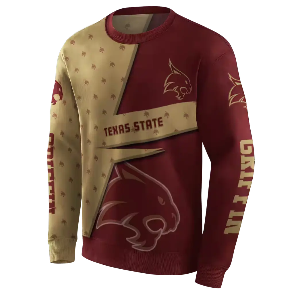 custom texas state bobcats abstract shape maroon hoodie new arrival custom texas state bobcats abstract shape maroon hoodie new arrival