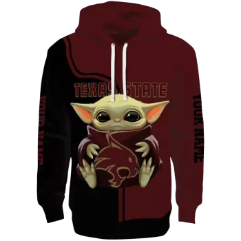 custom texas state bobcats baby yoda maroon black hoodie best selling