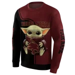 custom texas state bobcats baby yoda maroon black hoodie best selling