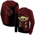 custom texas state bobcats baby yoda maroon black hoodie best selling
