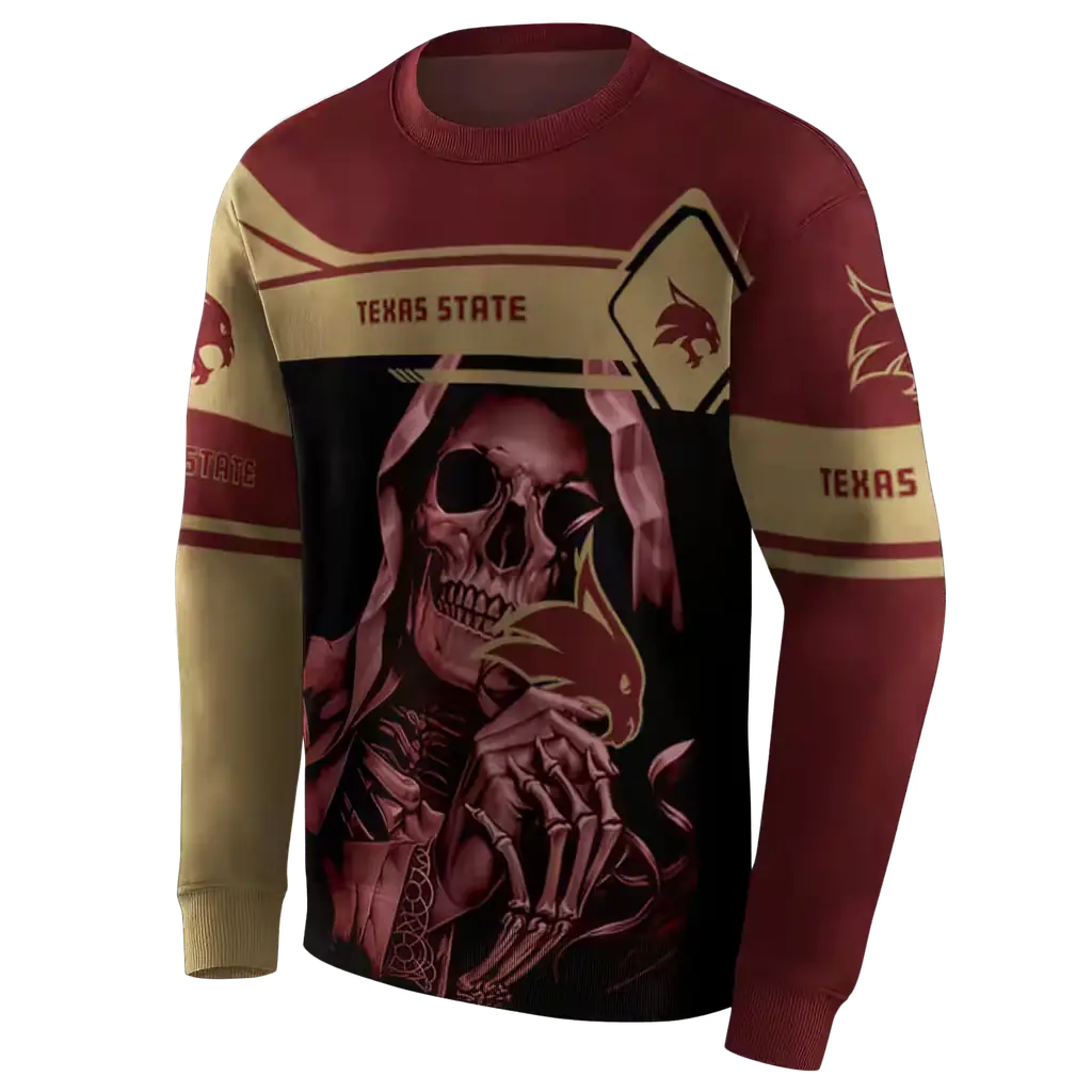 custom texas state bobcats grim reaper maroon black hoodie new arrival custom texas state bobcats grim reaper maroon black hoodie new arrival