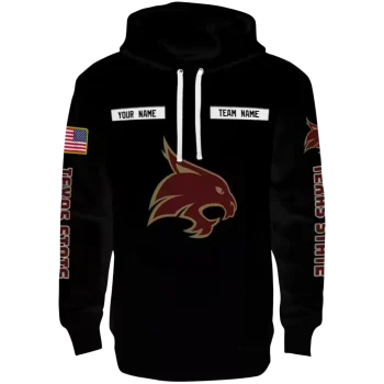 custom texas state bobcats punisher skull black hoodie best selling