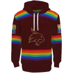custom texas state bobcats rainbow stripes maroon hoodie best selling