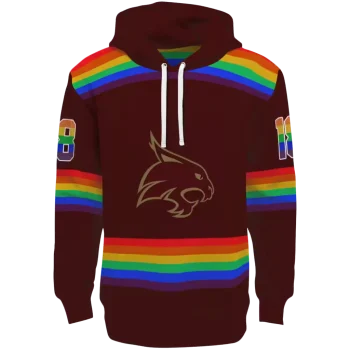 custom texas state bobcats rainbow stripes maroon hoodie best selling