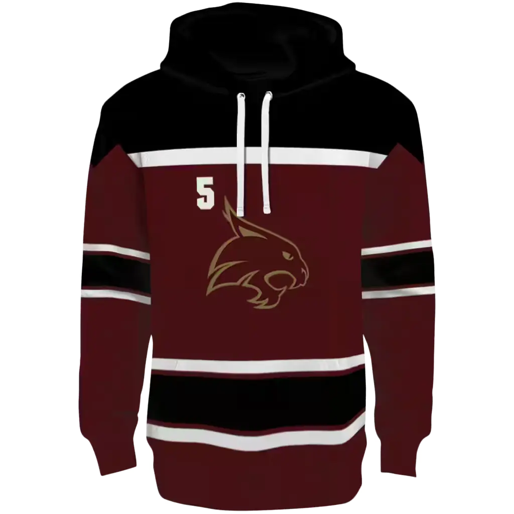 custom texas state bobcats striped pattern maroon hoodie best selling custom texas state bobcats striped pattern maroon hoodie best selling