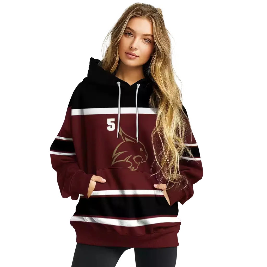 custom texas state bobcats striped pattern maroon hoodie high quality custom texas state bobcats striped pattern maroon hoodie high quality