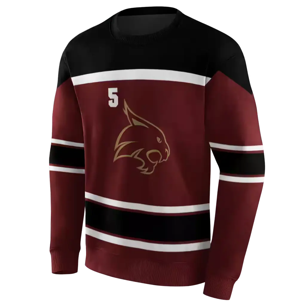 custom texas state bobcats striped pattern maroon hoodie new arrival custom texas state bobcats striped pattern maroon hoodie new arrival