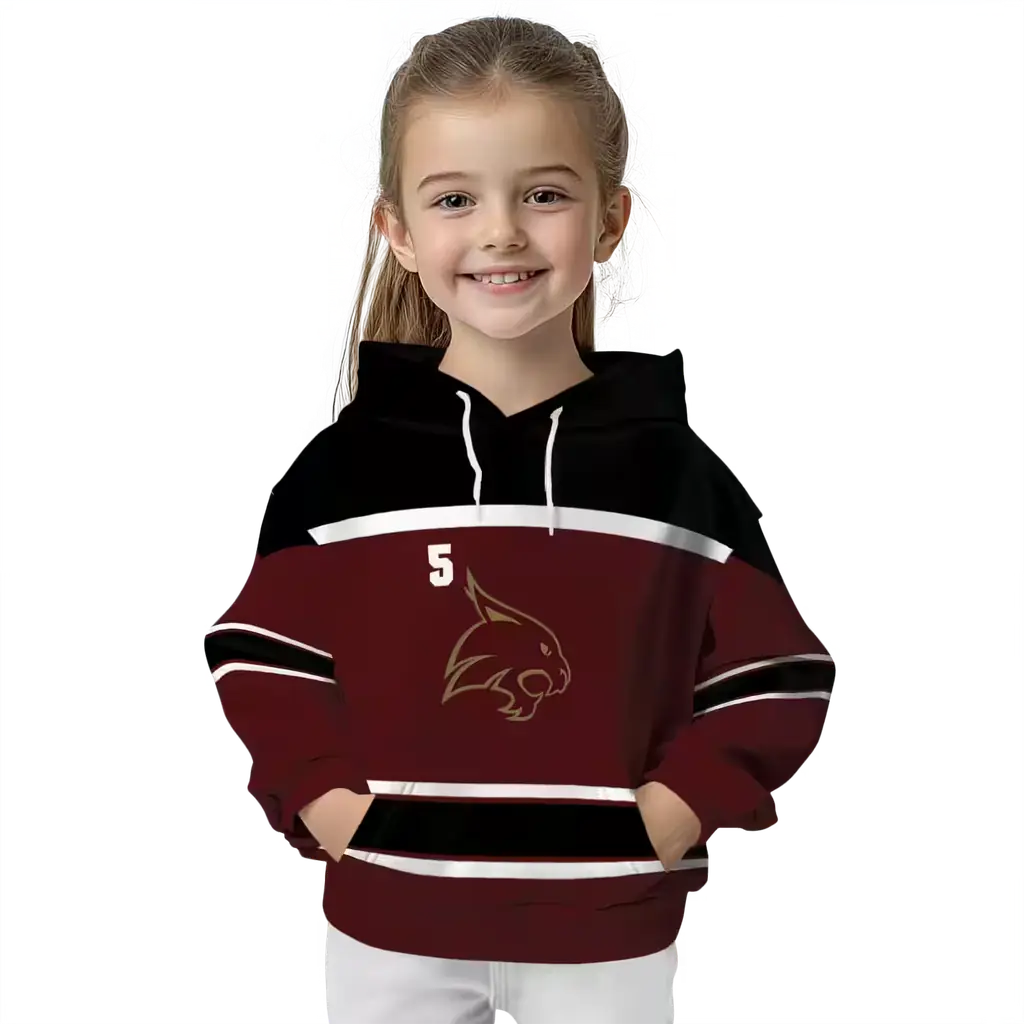 custom texas state bobcats striped pattern maroon hoodie top rated custom texas state bobcats striped pattern maroon hoodie top rated