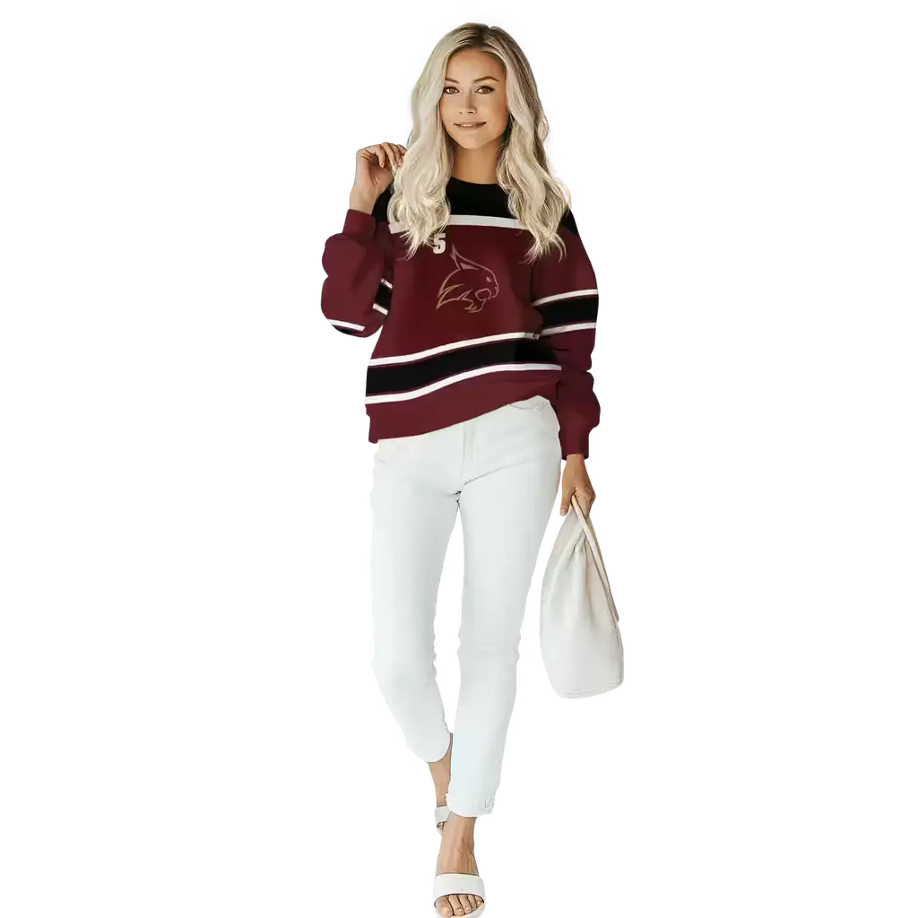 custom texas state bobcats striped pattern maroon hoodie trendy custom texas state bobcats striped pattern maroon hoodie trendy