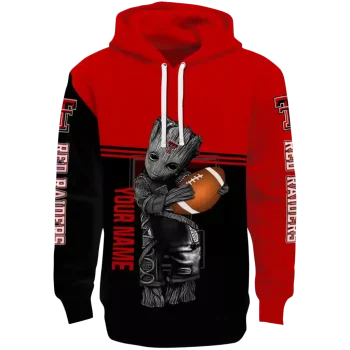 custom texas tech red raiders baby groot red black hoodie best selling